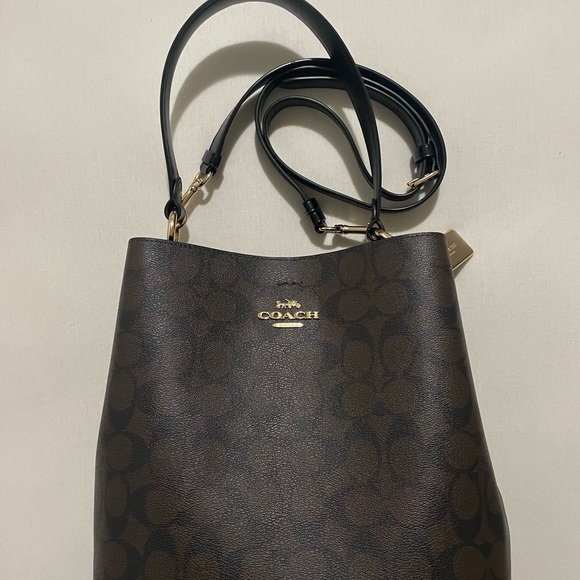 Coach Black and Brown Signature Shoulder Bag